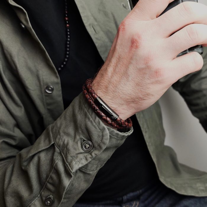 Skórzana bransoletka męska Alfa No.4