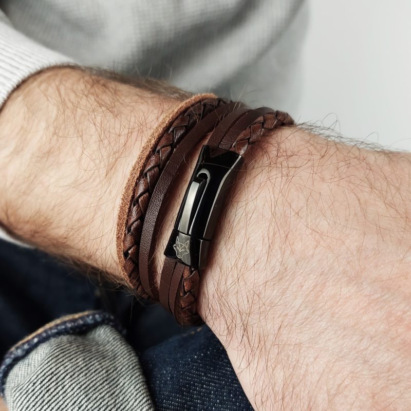 Skórzana bransoletka męska Alfa No.6